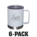 [6 Pack] 12oz White Etched Stainless Steel Lowball with Handle | 2021 Super Bowl LVI