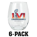[6 Pack] 15oz Stemless Wine Glass | 2021 Super Bowl LVI
