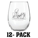 [12 Pack] 15oz Etched Stemless Wine Glass | 2021 Super Bowl LVI