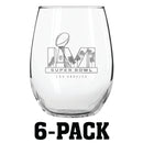 [6 Pack] 15oz Etched Stemless Wine Glass | 2021 Super Bowl LVI