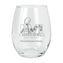 15 oz. Personalized Etched Stemless Wine Glass | 2021 Super Bowl LVI