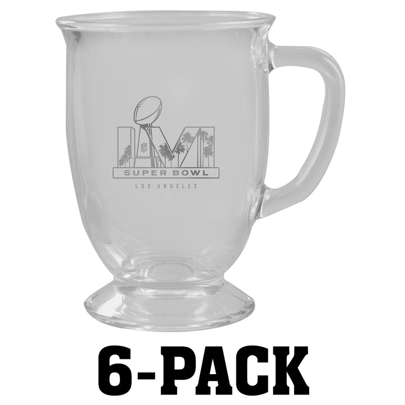 [6 Pack] 16oz Etched CafŽ Glass | 2021 Super Bowl LVI