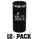 [12 Pack] Etched Black Stainless Steel Slim Can Holder | 2021 Super Bowl LVI