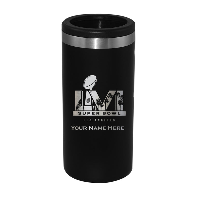 Personalized Etched Black Stainless Steel Slim Can Holder | 2021 Super Bowl LVI