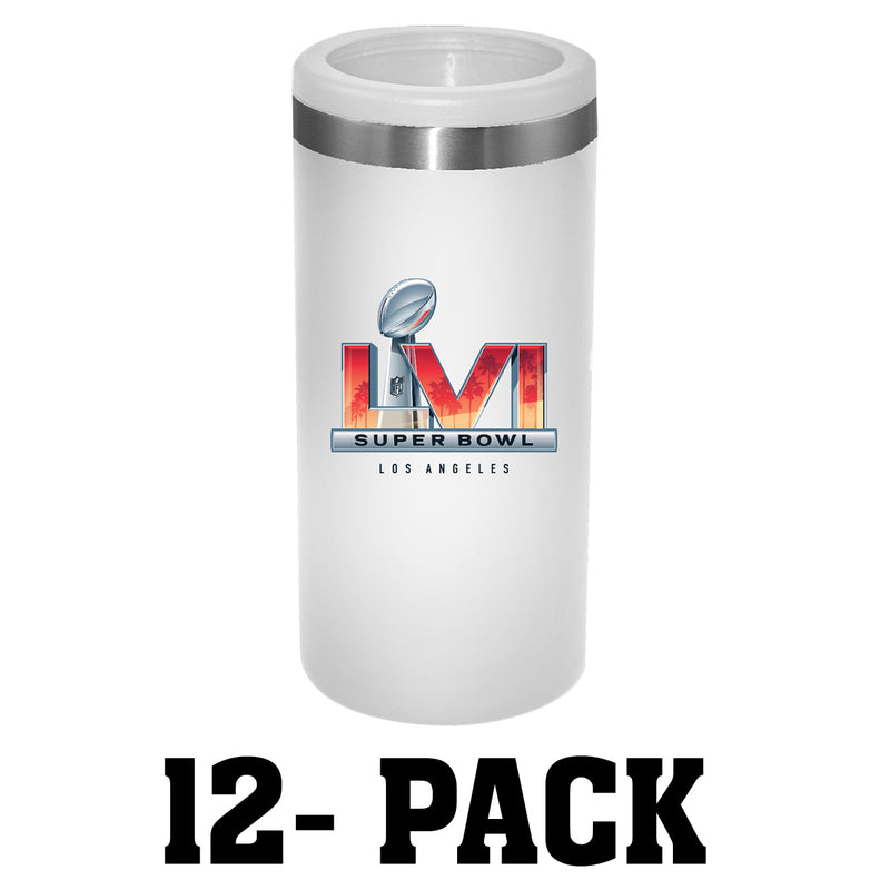 [12 Pack] White Stainless Steel Slim Can Holder | 2021 Super Bowl LVI