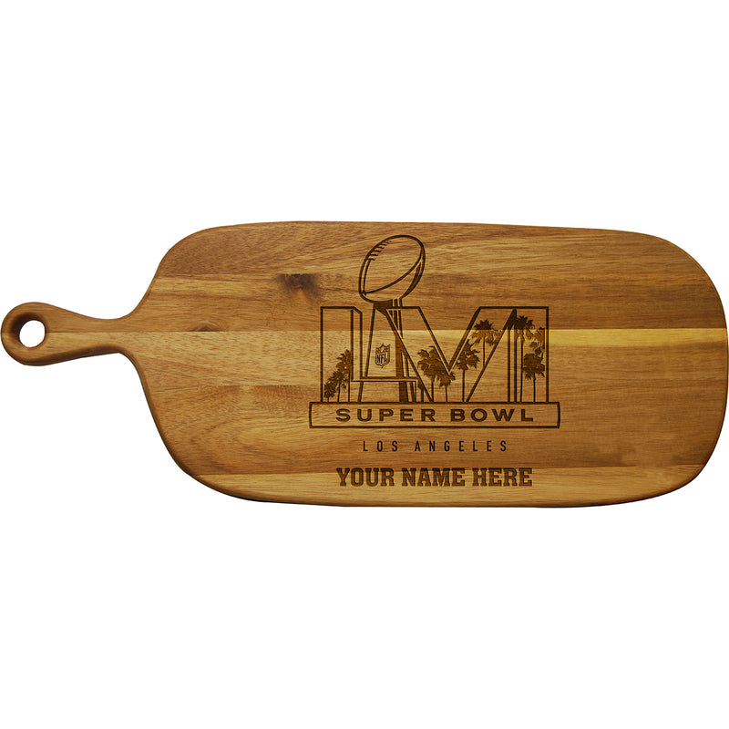 Personalized Acacia Paddle Cutting and Serving Board | 2021 Super Bowl LVI