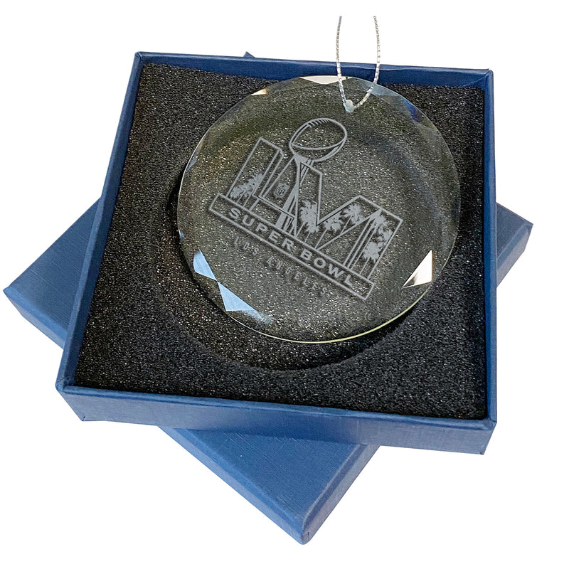 [6 Pack] Etched Faceted Glass Ornament | 2021 Super Bowl LVI