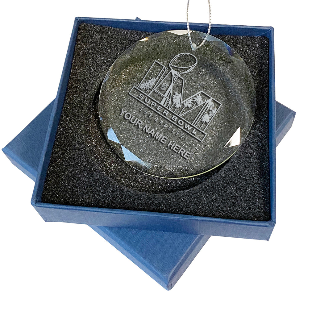 Personalized Etched Faceted Glass Ornament | 2021 Super Bowl LVI