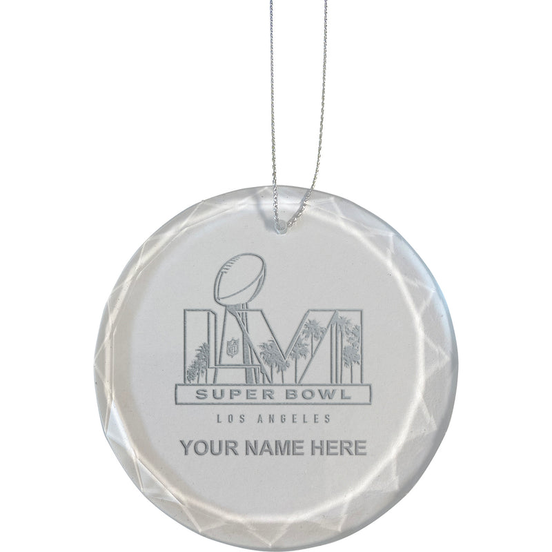 Personalized Etched Faceted Glass Ornament | 2021 Super Bowl LVI