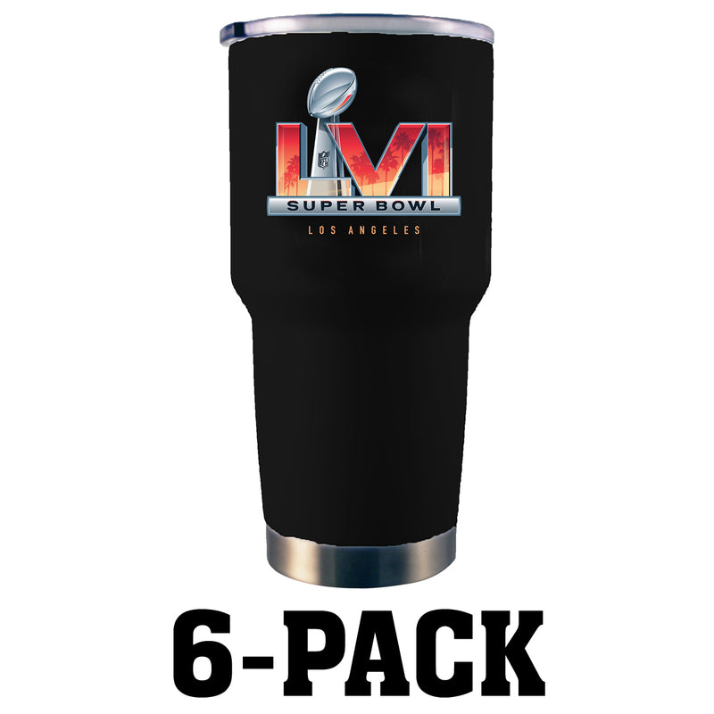 [6 Pack] 30oz Black Stainless Steel Tumbler | 2021 Super Bowl LVI