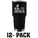 [12 Pack] 30oz Etched Black Stainless Steel Tumbler | 2021 Super Bowl LVI