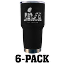 [6 Pack] 30oz Etched Black Stainless Steel Tumbler | 2021 Super Bowl LVI