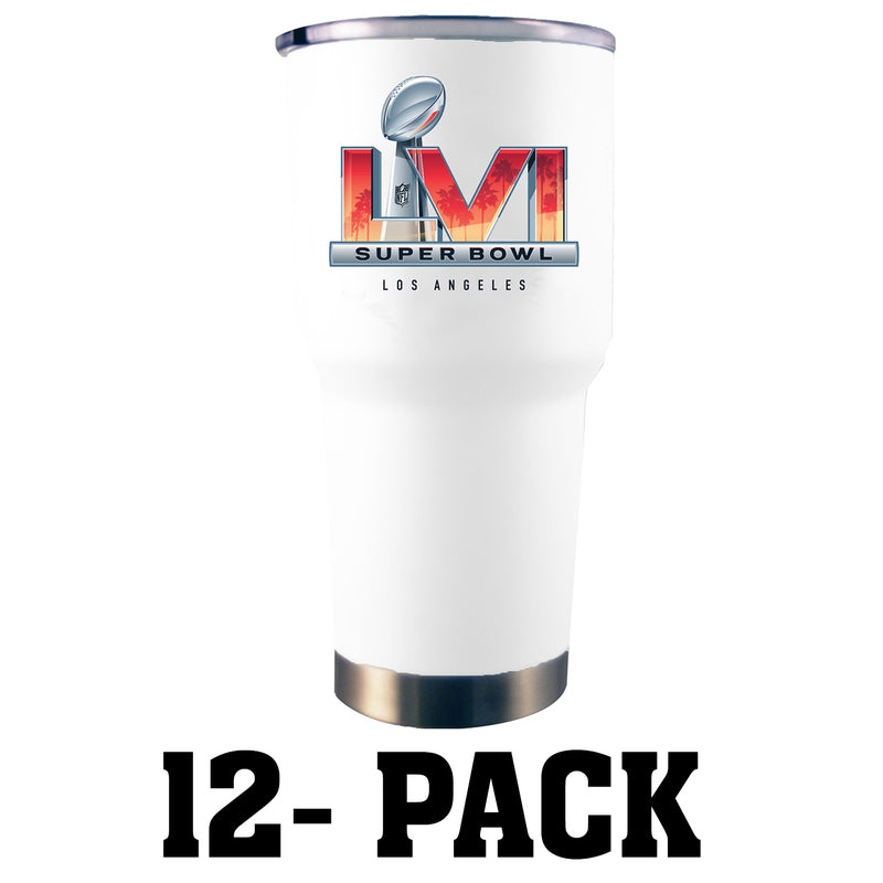 [12 Pack] 30oz White Stainless Steel Tumbler | 2021 Super Bowl LVI