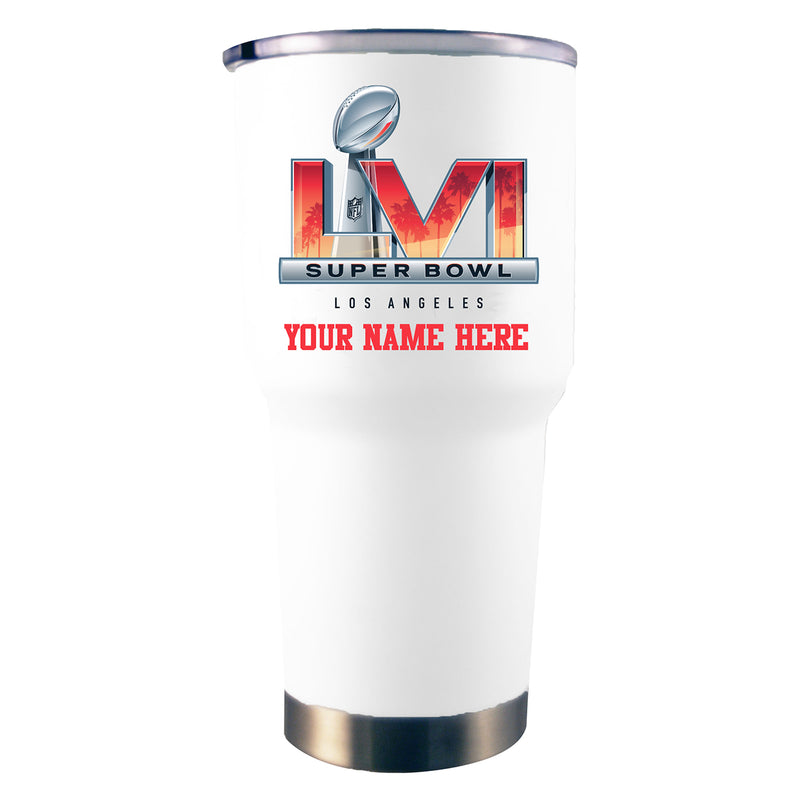 30 oz. Personalized White Stainless Steel Tumbler | 2021 Super Bowl LVI