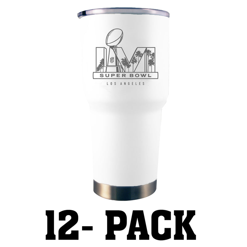 [12 Pack] 30oz Etched White Stainless Steel Tumbler | 2021 Super Bowl LVI
