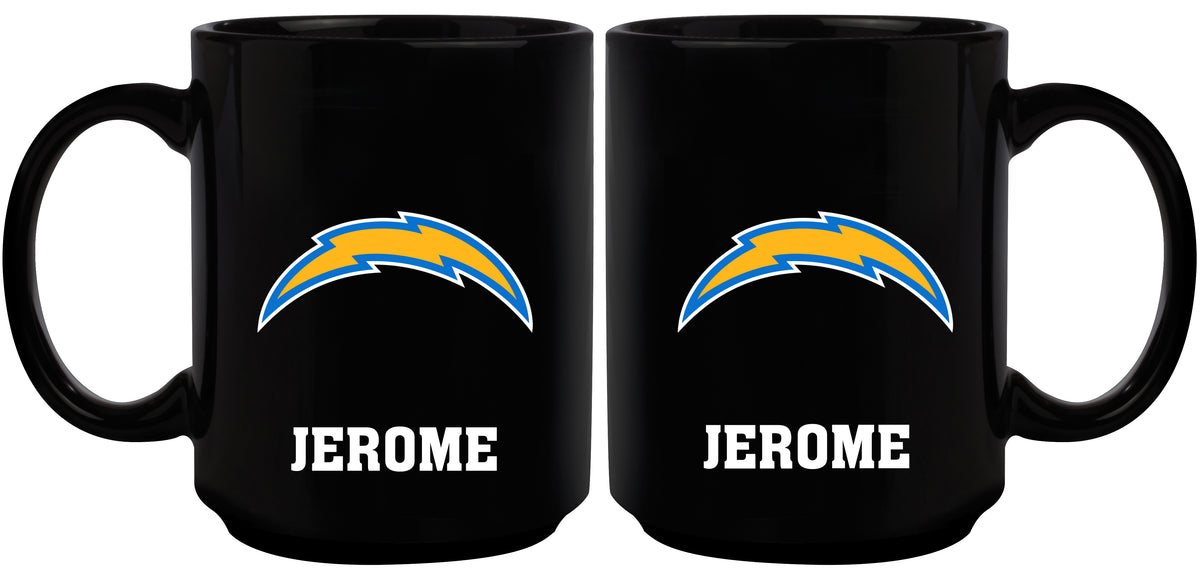 15oz Black Personalized Ceramic Mug  | Los Angeles Chargers CurrentProduct, Drinkware_category_All, Engraved, LAC, Los Angeles Chargers, NFL, Personalized_Personalized 194207504147 $21.86