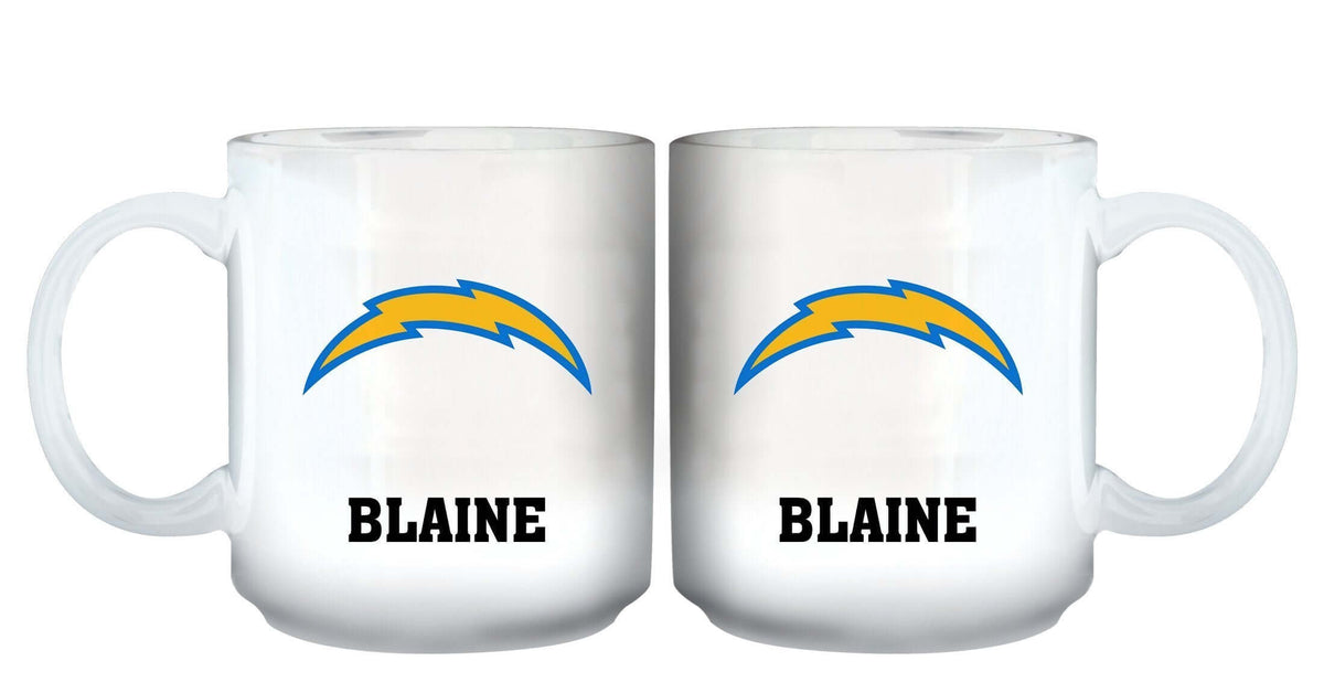 11oz White Personalized Ceramic Mug | Los Angeles Chargers CurrentProduct, Custom Drinkware, Drinkware_category_All, Gift Ideas, LAC, Los Angeles Chargers, NFL, Personalization, Personalized_Personalized 194207442593 $20.11