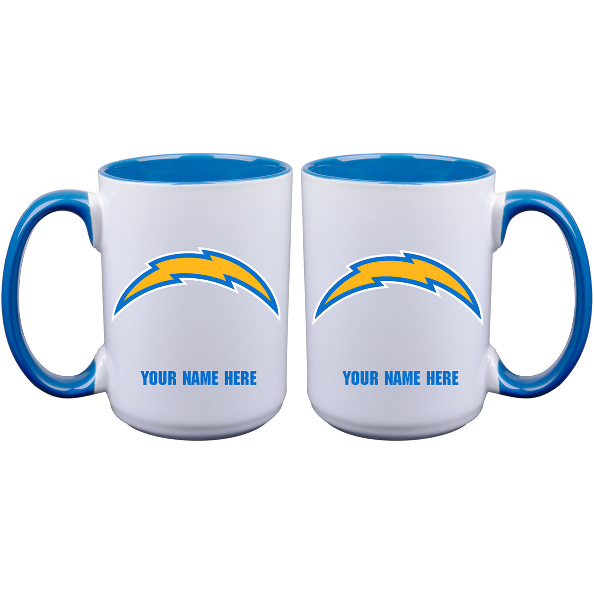 15oz Inner Color Personalized Ceramic Mug | Los Angeles Chargers 2790PER, CurrentProduct, Drinkware_category_All, LAC, Los Angeles Chargers, NFL, Personalized_Personalized  $27.99
