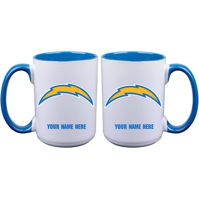 15oz Inner Color Personalized Ceramic Mug | Los Angeles Chargers 2790PER, CurrentProduct, Drinkware_category_All, LAC, Los Angeles Chargers, NFL, Personalized_Personalized  $27.99