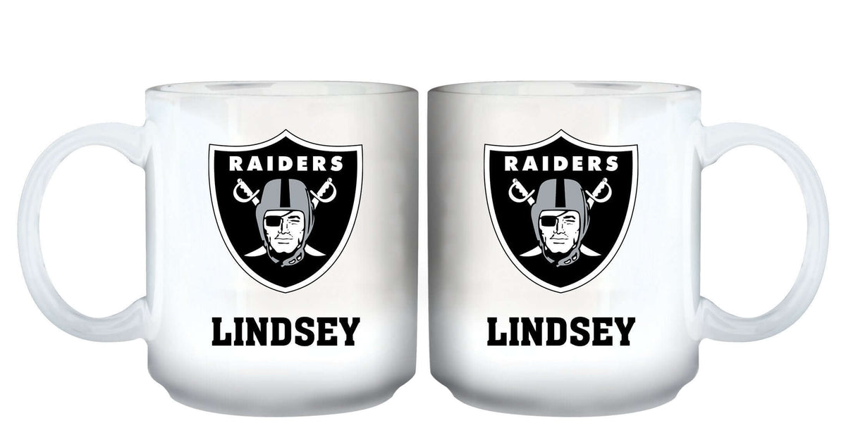 11oz White Personalized Ceramic Mug - Las Vegas Raiders CurrentProduct, Custom Drinkware, Drinkware_category_All, Gift Ideas, Las Vegas Raiders, LVR, NFL, Personalization, Personalized_Personalized 194207442579 $20.11