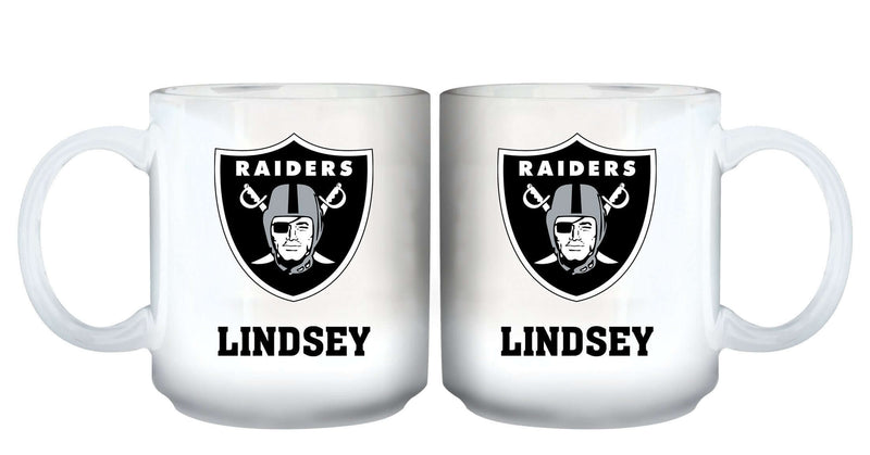11oz White Personalized Ceramic Mug - Las Vegas Raiders CurrentProduct, Custom Drinkware, Drinkware_category_All, Gift Ideas, Las Vegas Raiders, LVR, NFL, Personalization, Personalized_Personalized 194207442579 $20.11
