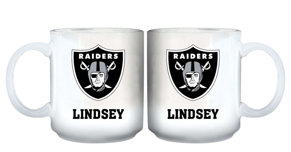 11oz White Personalized Ceramic Mug - Las Vegas Raiders CurrentProduct, Custom Drinkware, Drinkware_category_All, Gift Ideas, Las Vegas Raiders, LVR, NFL, Personalization, Personalized_Personalized 194207442579 $20.11