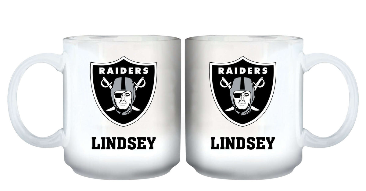 11oz White Personalized Ceramic Mug - Las Vegas Raiders CurrentProduct, Custom Drinkware, Drinkware_category_All, Gift Ideas, Las Vegas Raiders, LVR, NFL, Personalization, Personalized_Personalized 194207442579 $20.11