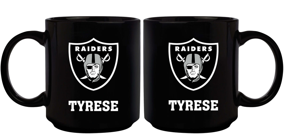 11oz Black Personalized Ceramic Mug - Las Vegas Raiders CurrentProduct, Custom Drinkware, Drinkware_category_All, Gift Ideas, Las Vegas Raiders, LVR, NFL, Personalization, Personalized_Personalized 194207372715 $20.11
