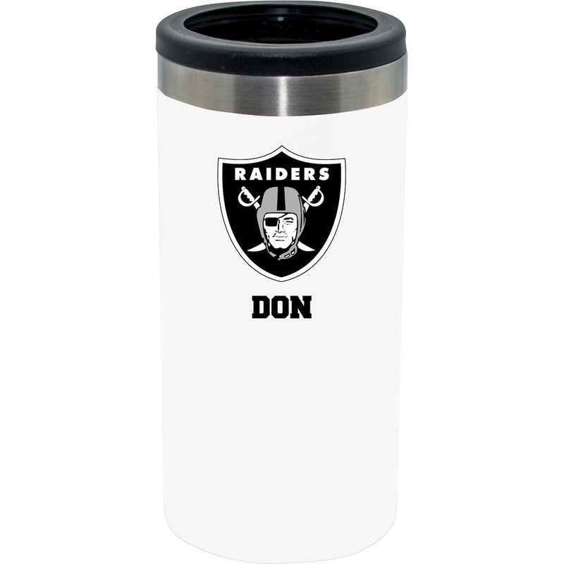 12oz Personalized White Stainless Steel Slim Can Holder | Las Vegas Raiders
