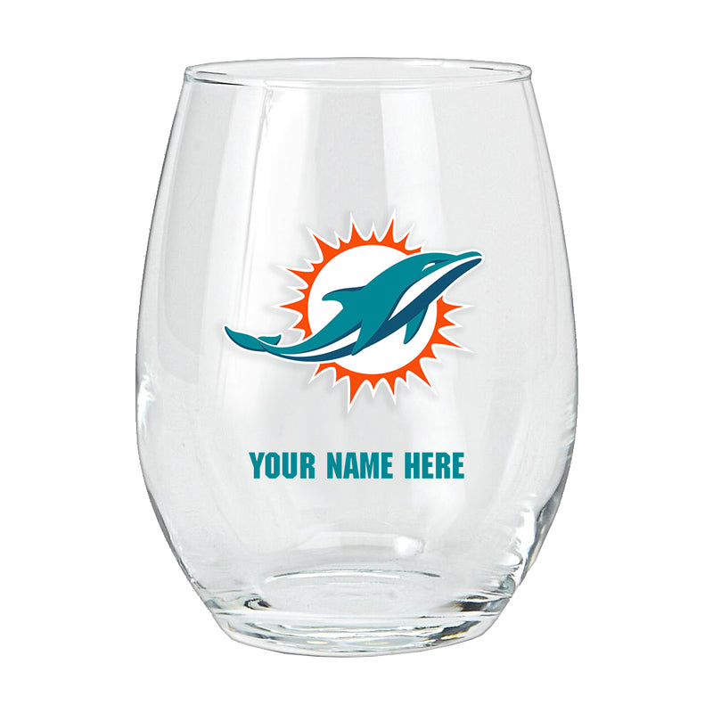 15oz Personalized Stemless Glass | Miami Dolphins
