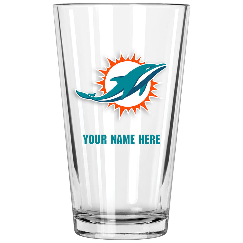 17oz Personalized Pint Glass | Miami Dolphins
