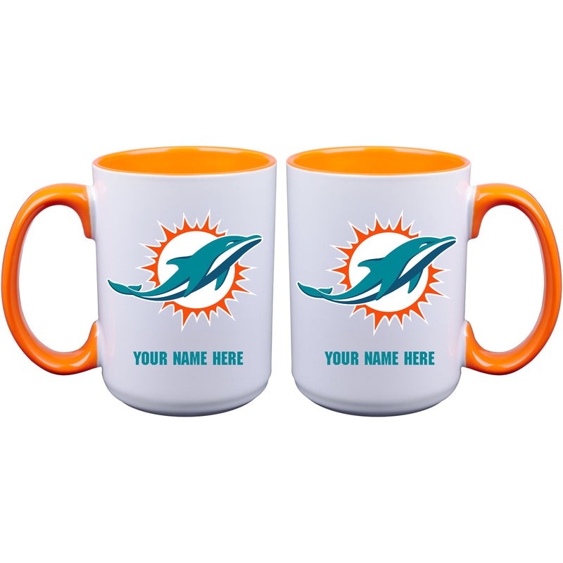 15oz Inner Color Personalized Ceramic Mug | Miami Dolphins 2790PER, CurrentProduct, Drinkware_category_All, MIA, Miami Dolphins, NFL, Personalized_Personalized  $27.99