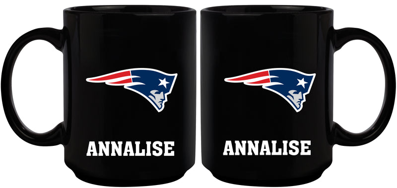 15oz Black Personalized Ceramic Mug  | New England Patriots CurrentProduct, Drinkware_category_All, Engraved, NEP, New England Patriots, NFL, Personalized_Personalized 194207504307 $21.86