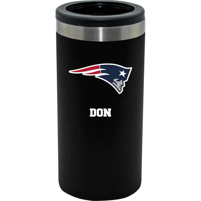 12oz Personalized Black Stainless Steel Slim Can Holder | New England Patriots