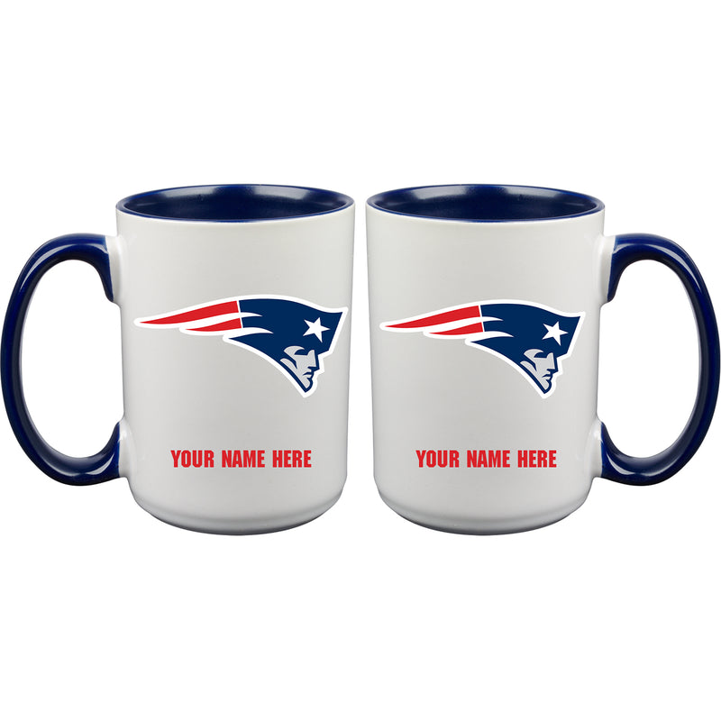 15oz Inner Color Personalized Ceramic Mug | New England Patriots 2790PER, CurrentProduct, Drinkware_category_All, NEP, New England Patriots, NFL, Personalized_Personalized  $27.99