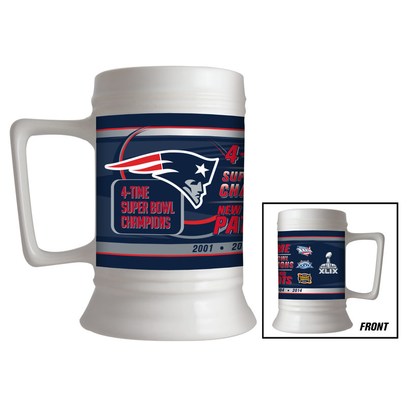 Super Bowl 49 Collector's Stein Champions | New England Patriots
NEP, New England Patriots, NFL, OldProduct
The Memory Company