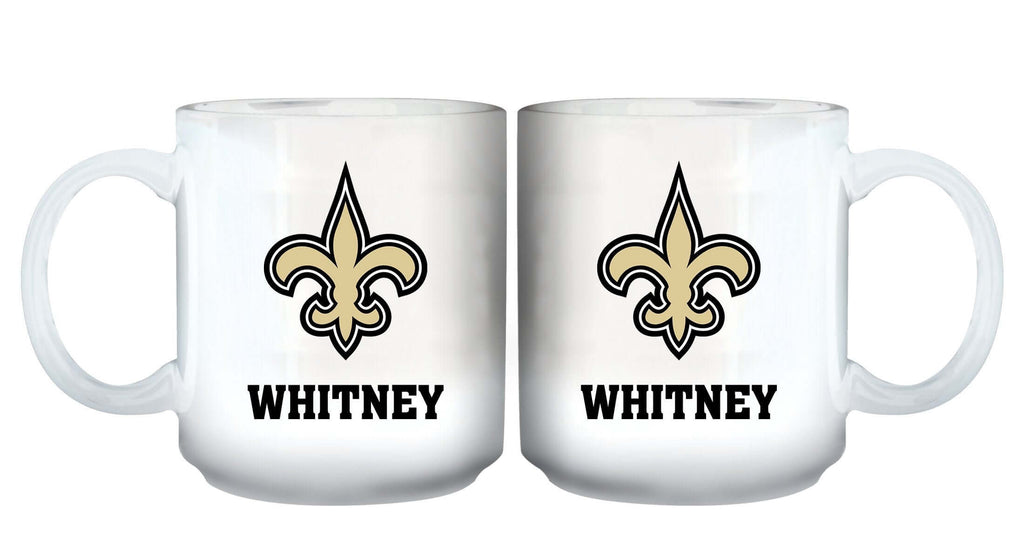 11oz White Personalized Ceramic Mug | New Orleans Saints CurrentProduct, Custom Drinkware, Drinkware_category_All, Gift Ideas, New Orleans Saints, NFL, NOS, Personalization, Personalized_Personalized 194207442548 $20.11