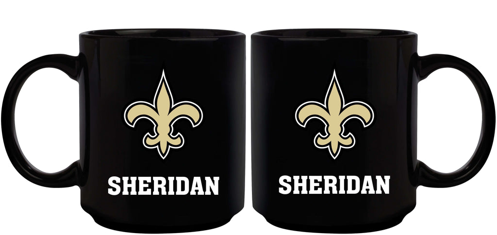 11oz Black Personalized Ceramic Mug | New Orleans Saints CurrentProduct, Custom Drinkware, Drinkware_category_All, Gift Ideas, New Orleans Saints, NFL, NOS, Personalization, Personalized_Personalized 194207372685 $20.11