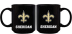 11oz Black Personalized Ceramic Mug | New Orleans Saints CurrentProduct, Custom Drinkware, Drinkware_category_All, Gift Ideas, New Orleans Saints, NFL, NOS, Personalization, Personalized_Personalized 194207372685 $20.11