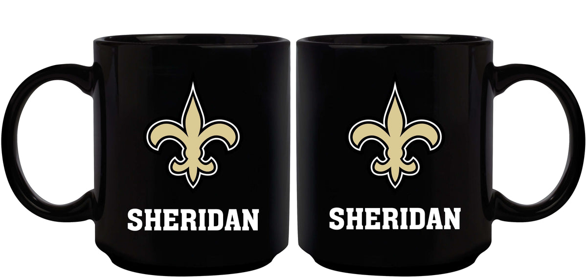 11oz Black Personalized Ceramic Mug | New Orleans Saints CurrentProduct, Custom Drinkware, Drinkware_category_All, Gift Ideas, New Orleans Saints, NFL, NOS, Personalization, Personalized_Personalized 194207372685 $20.11