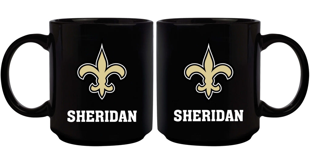 11oz Black Personalized Ceramic Mug | New Orleans Saints CurrentProduct, Custom Drinkware, Drinkware_category_All, Gift Ideas, New Orleans Saints, NFL, NOS, Personalization, Personalized_Personalized 194207372685 $20.11