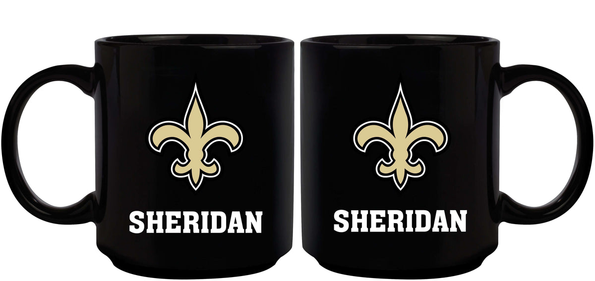 11oz Black Personalized Ceramic Mug | New Orleans Saints CurrentProduct, Custom Drinkware, Drinkware_category_All, Gift Ideas, New Orleans Saints, NFL, NOS, Personalization, Personalized_Personalized 194207372685 $20.11