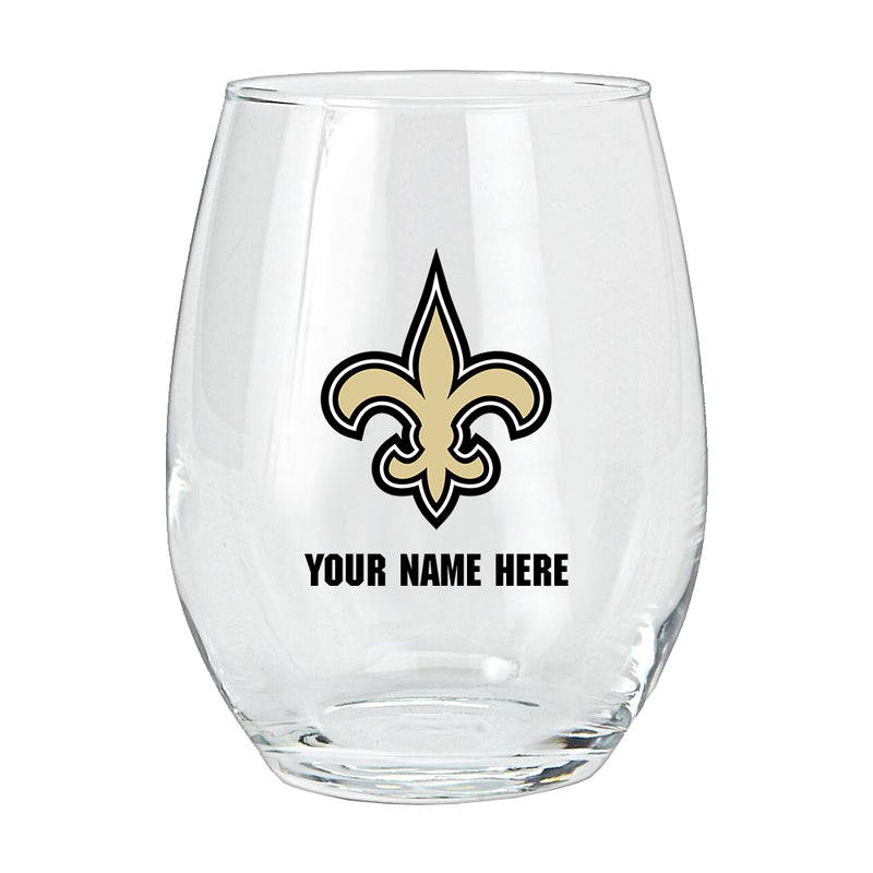 15oz Personalized Stemless Glass | New Orleans Saints