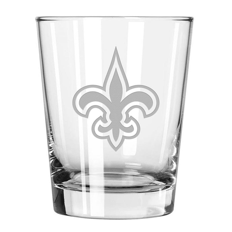 15oz Double Old Fashion Etched Glass | New Orleans Saints CurrentProduct, Drinkware_category_All, New Orleans Saints, NFL, NOS 194207263075 $13.49