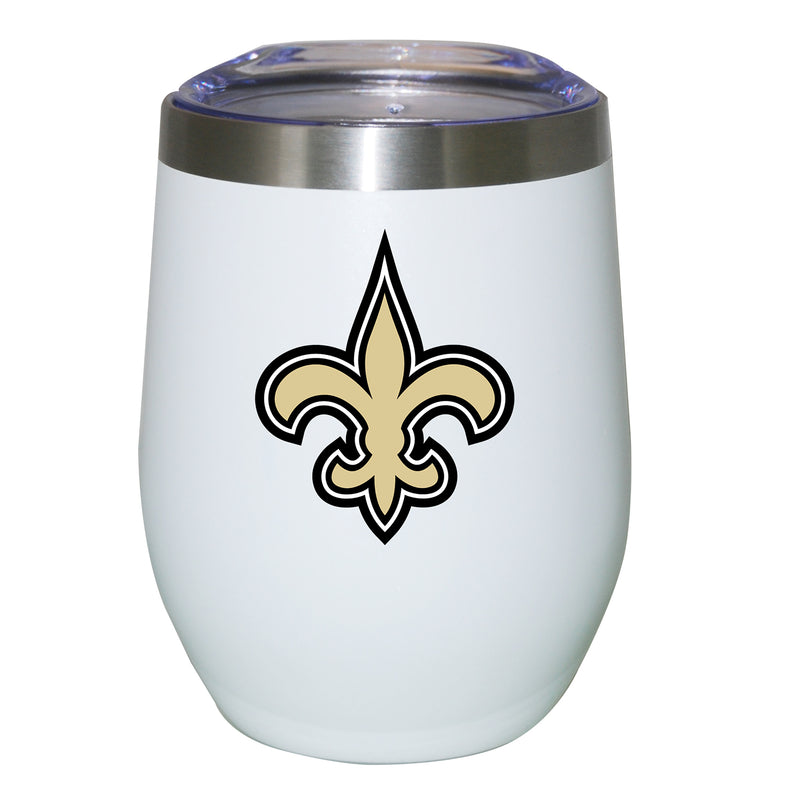 12oz White Stainless Steel Stemless Tumbler | New Orleans Saints CurrentProduct, Drinkware_category_All, New Orleans Saints, NFL, NOS 194207625460 $27.49