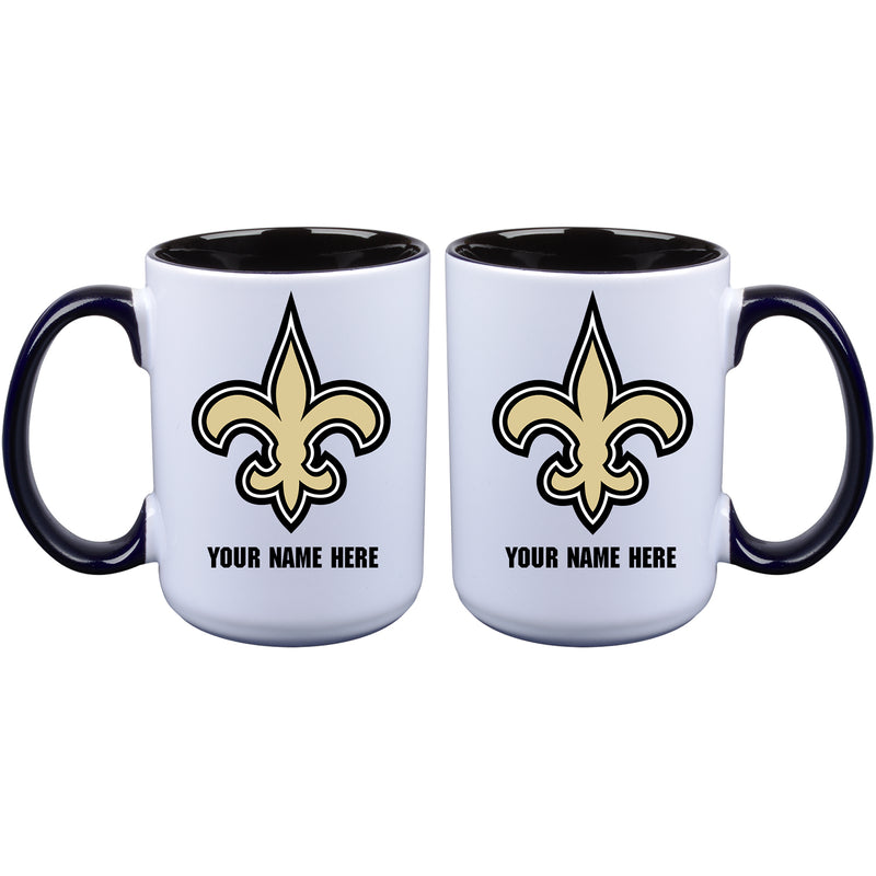 15oz Inner Color Personalized Ceramic Mug | New Orleans Saints 2790PER, CurrentProduct, Drinkware_category_All, New Orleans Saints, NFL, NOS, Personalized_Personalized  $27.99