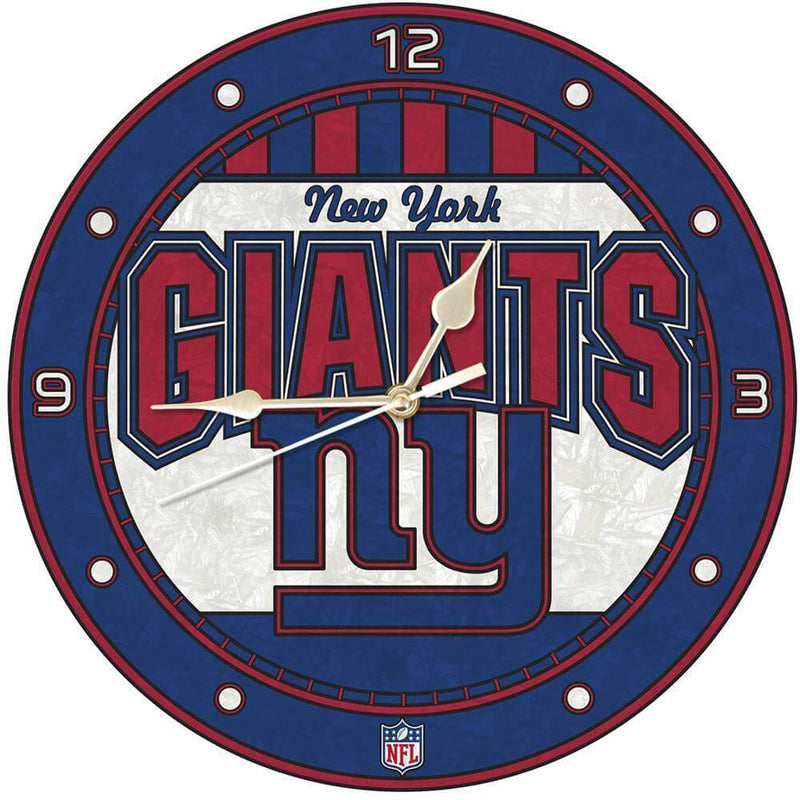 12 Inch Art Glass Clock | New York Giants CurrentProduct, Home & Office_category_All, New York Giants, NFL, NYG 687746446509 $38.49