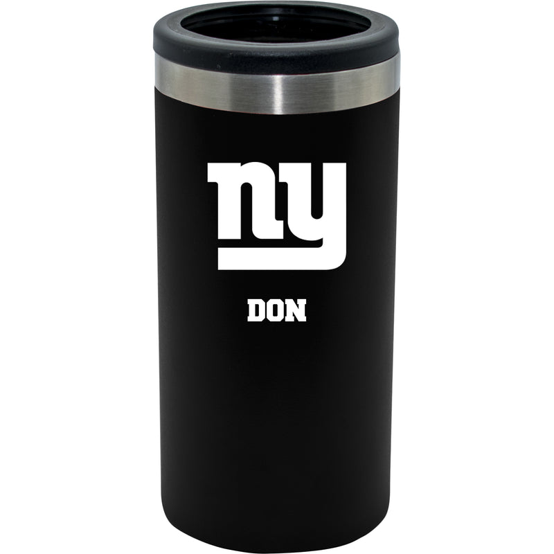 12oz Personalized Black Stainless Steel Slim Can Holder | New York Giants