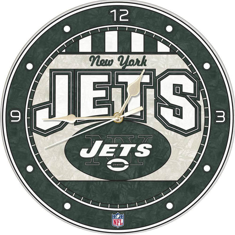 12 Inch Art Glass Clock | New York Jets CurrentProduct, Home & Office_category_All, New York Jets, NFL, NYJ 687746446516 $38.49