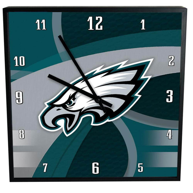 12 Inch Square Carbon Fiber Clock | Philadelphia Eagles NFL, OldProduct, PEG, Philadelphia Eagles 687746321196 $25